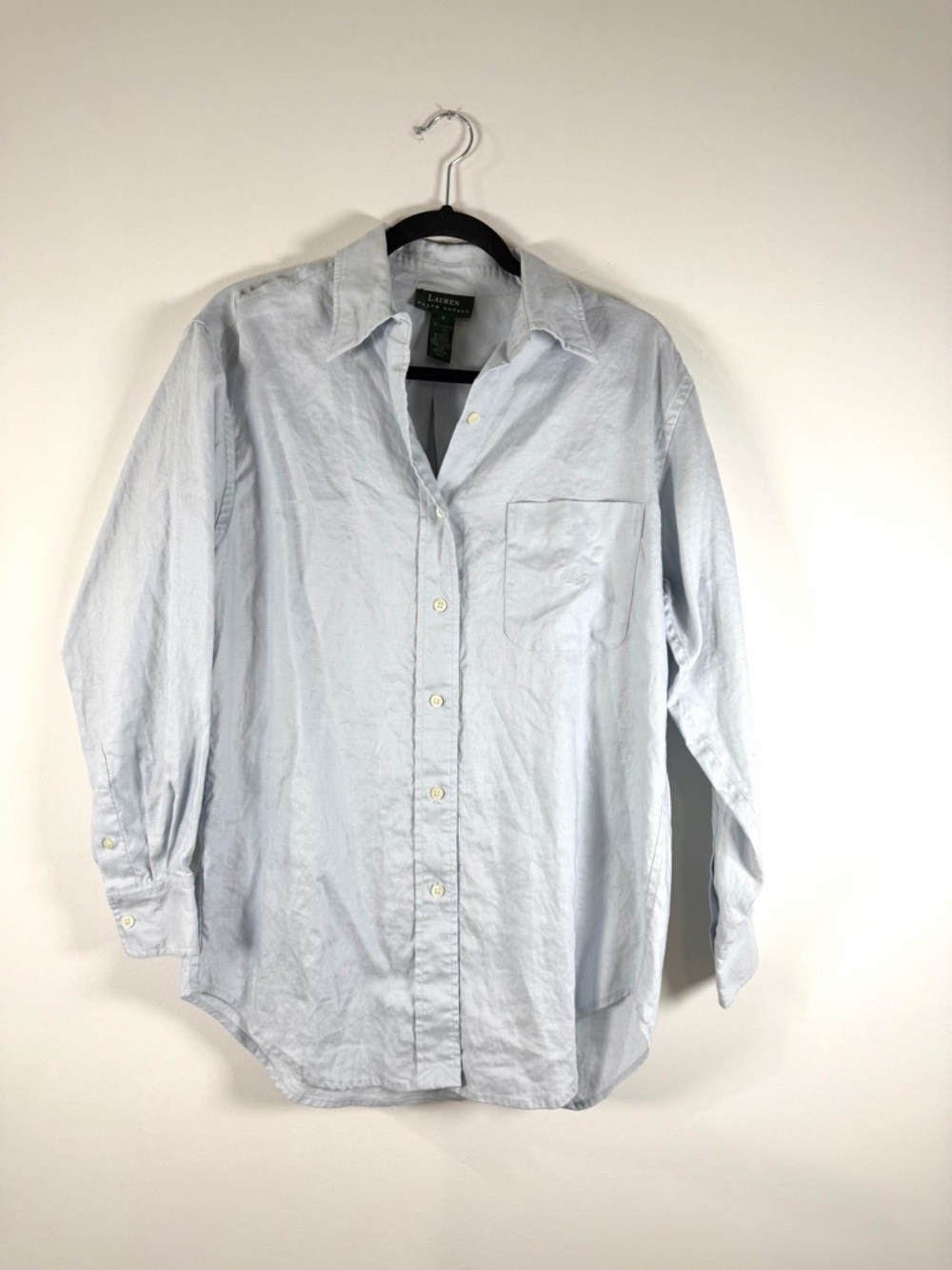 Ralph Lauren Light Blue Linen Button-Down Shirt